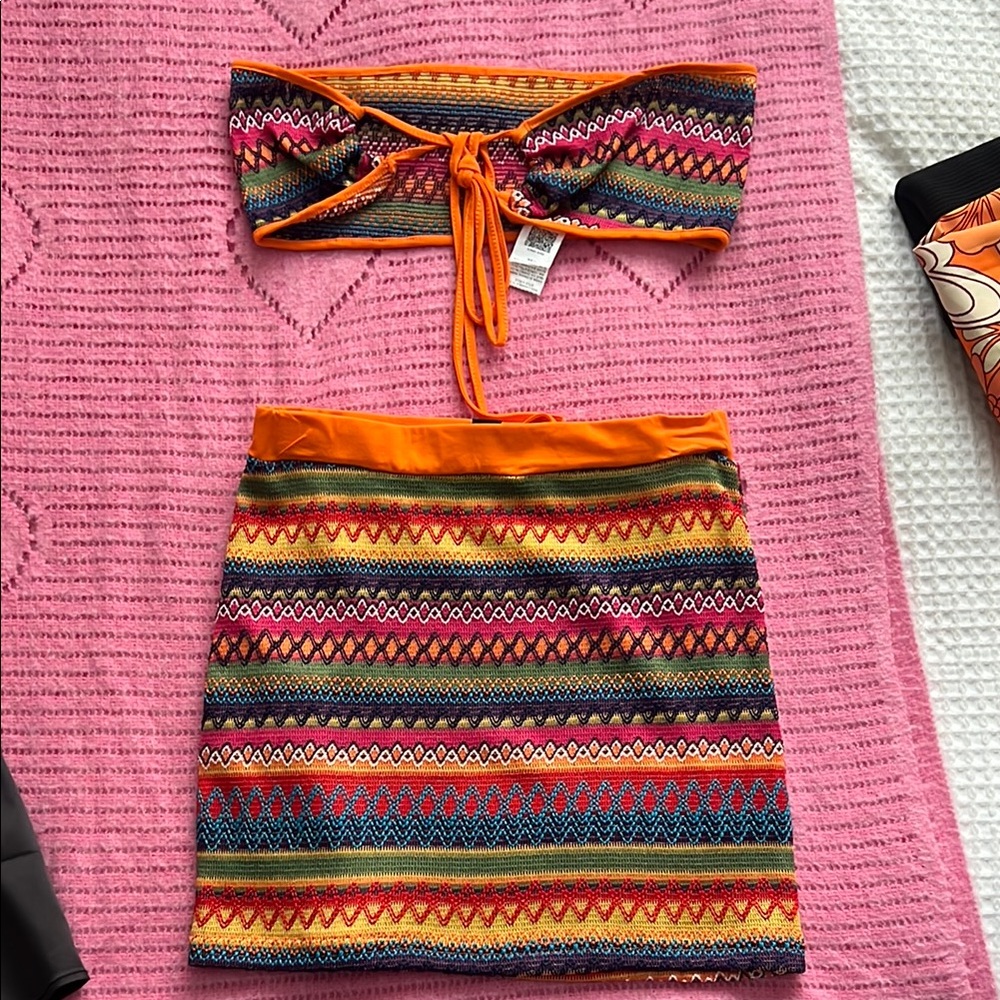 Colorful Patterned Skirt & top set